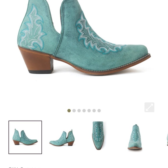 Myra Bag Turquoise Embroidered Ankle Booties - Picture 6 of 6